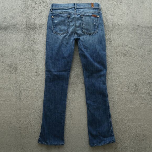 7 For All Mankind Jeans Women's 25 Low-Rise Skinny Bootcut 29" Inseam Distressed - Picture 11 of 16